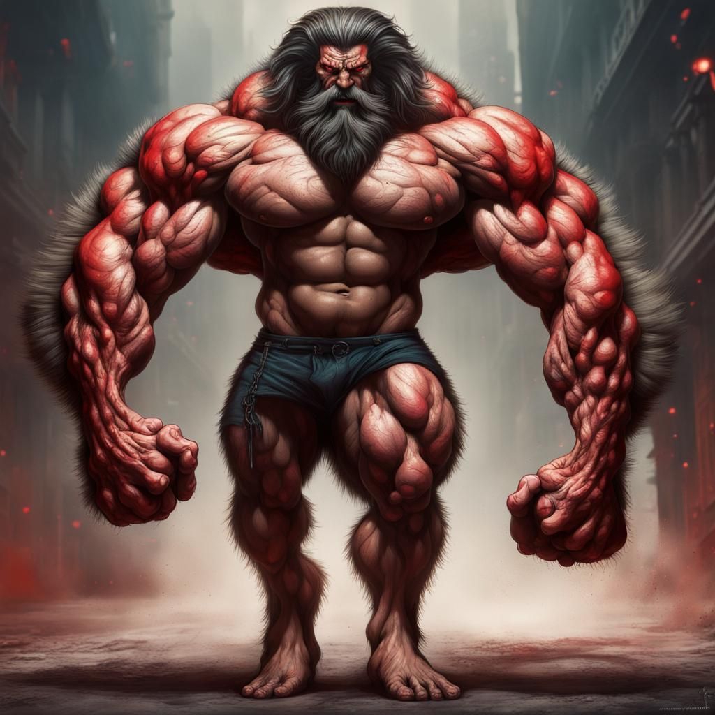 Big, buff werewolf bodybuilder