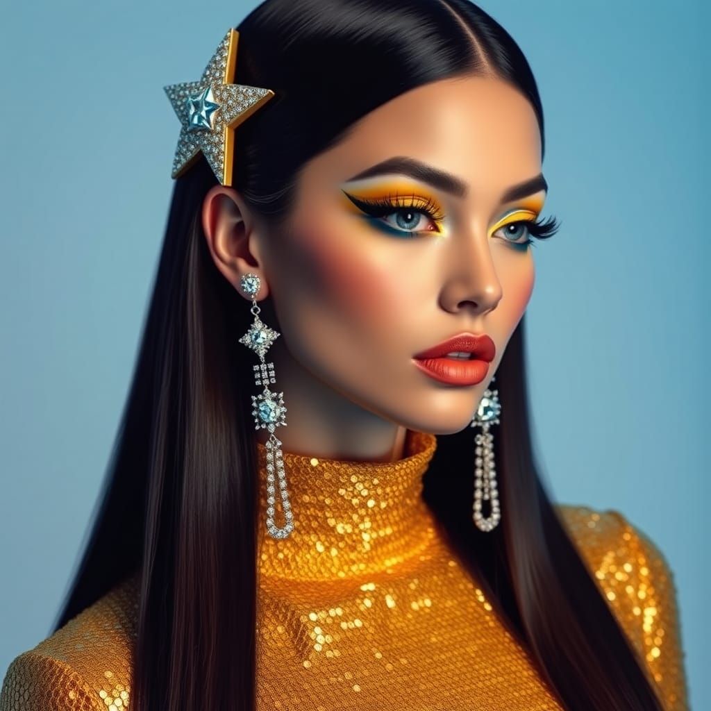 Futuristic Fashion Portrait with Graphic Makeup