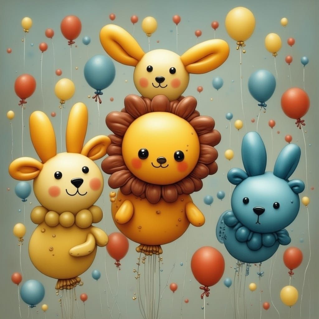 Surreal Balloon Animals in Gothic Style