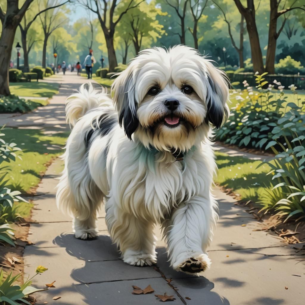 Joyful Tibetan Apso Puppy in Digital Art