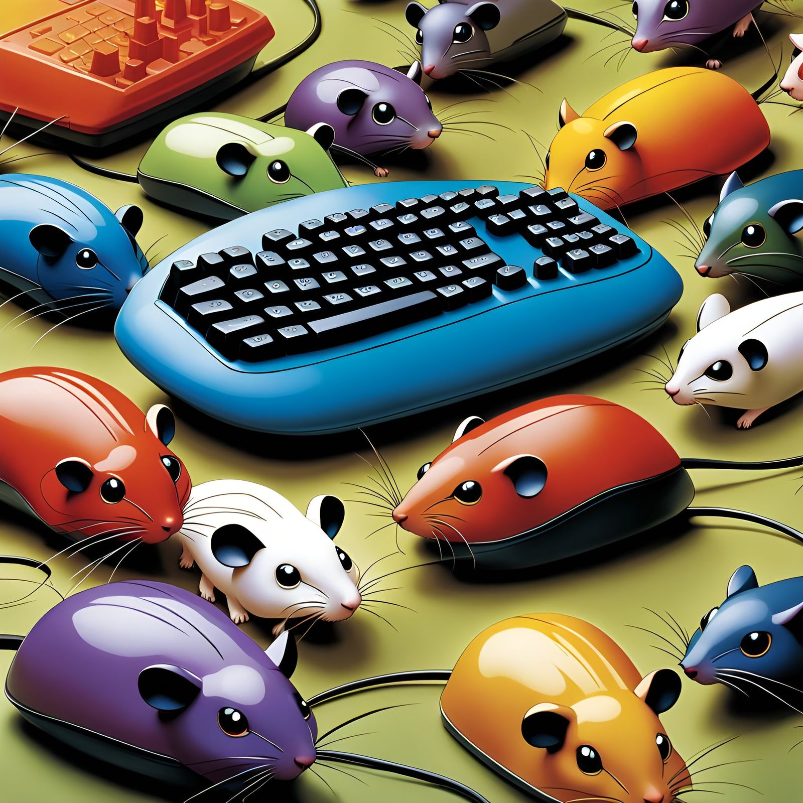 Hyperrealistic 1980s Computer Rodents Socializing