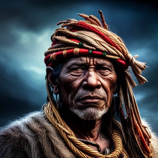 Detailed Portrait of a Tribal Warrior in HDR