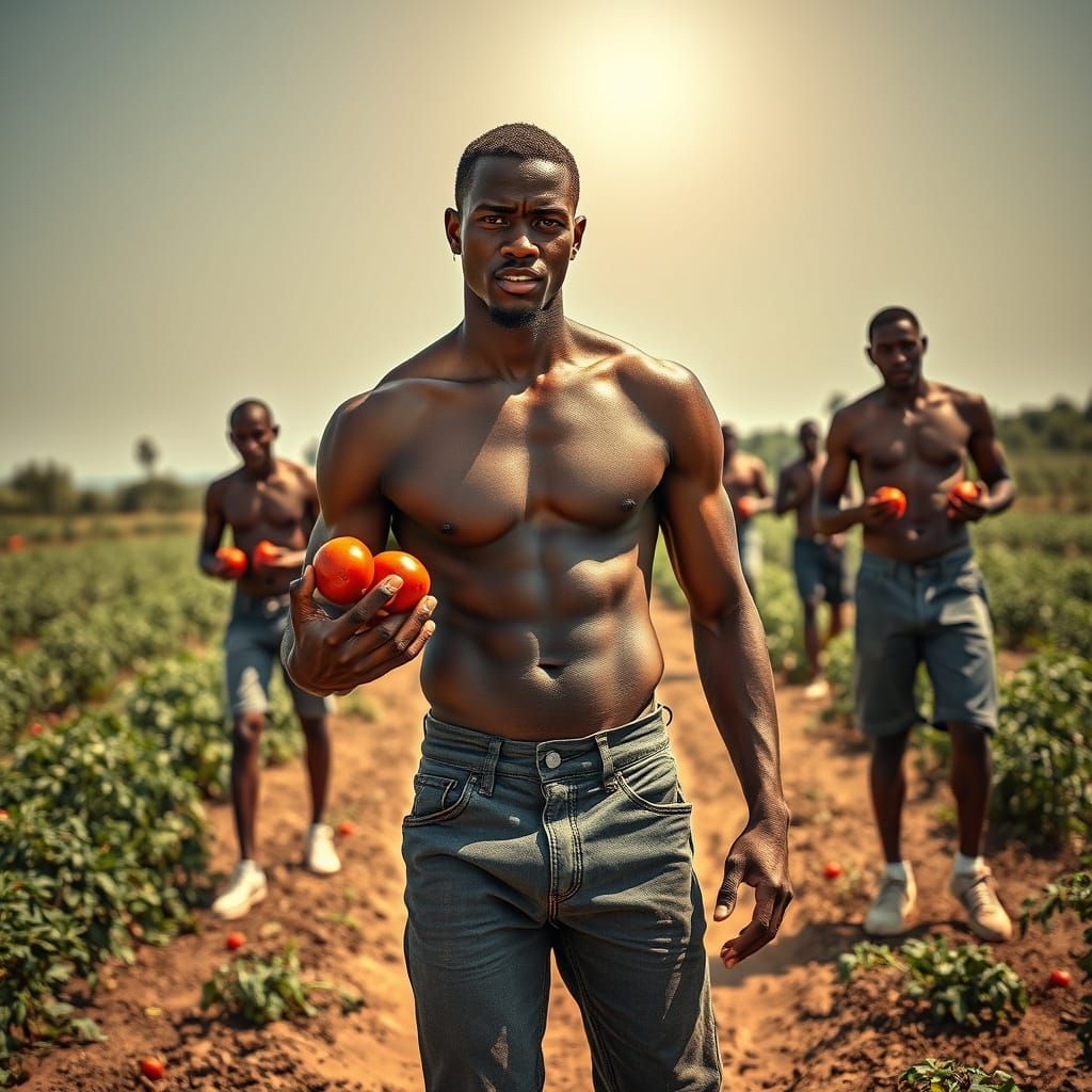 Tomato Harvester: Hyperrealistic Portrait of Labor