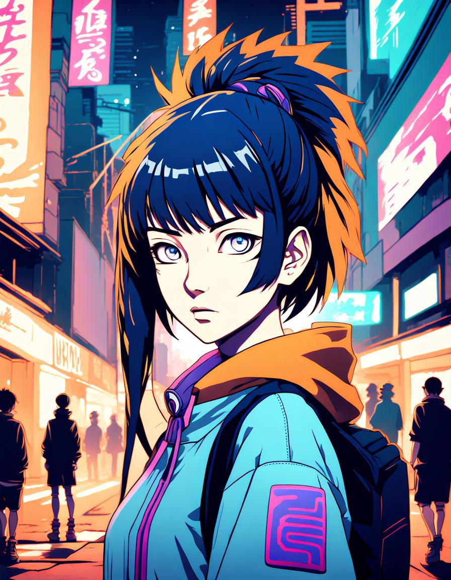 Hinata Hyuga in Cyberpunk Style