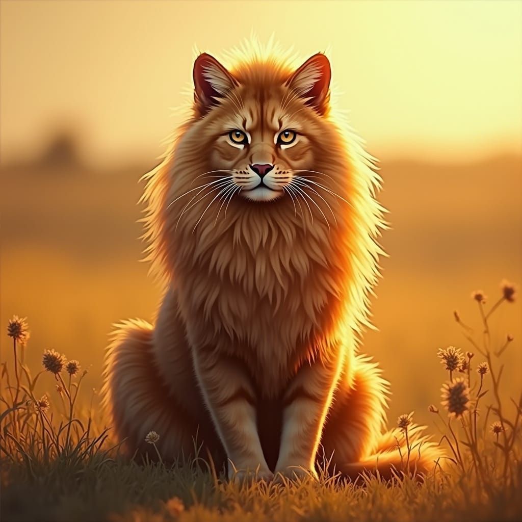 Regal Lion-Like Maine Coon Cat in Savannah