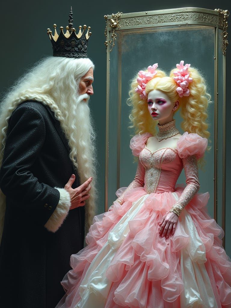 Ethereal Ghost King Longingly Gazes at a Bride in a Haunting...