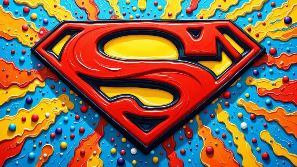 Superman Logo in Vibrant Graffiti Art Style