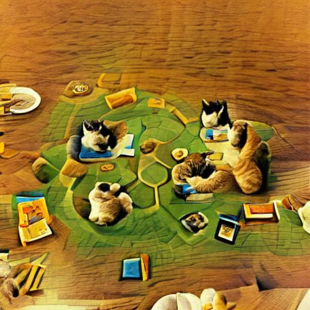 Cats Playing Catan: A Feline Strategy Game