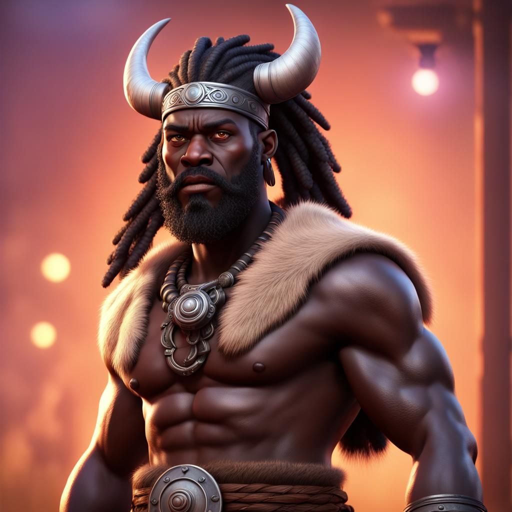 Cyborg African Viking: 3D Digital Art