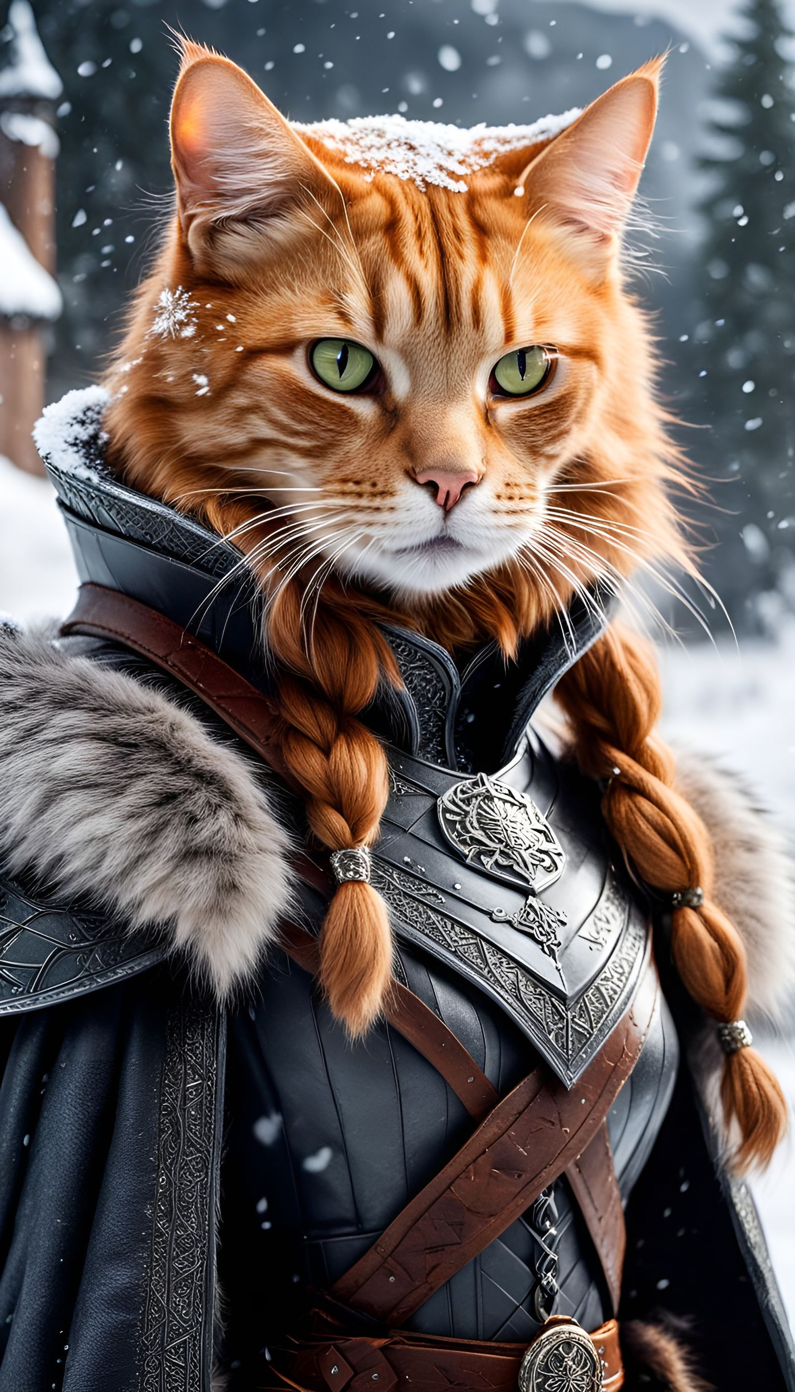 Ginger Tabby Cat as Sansa Stark Defending Kingdom