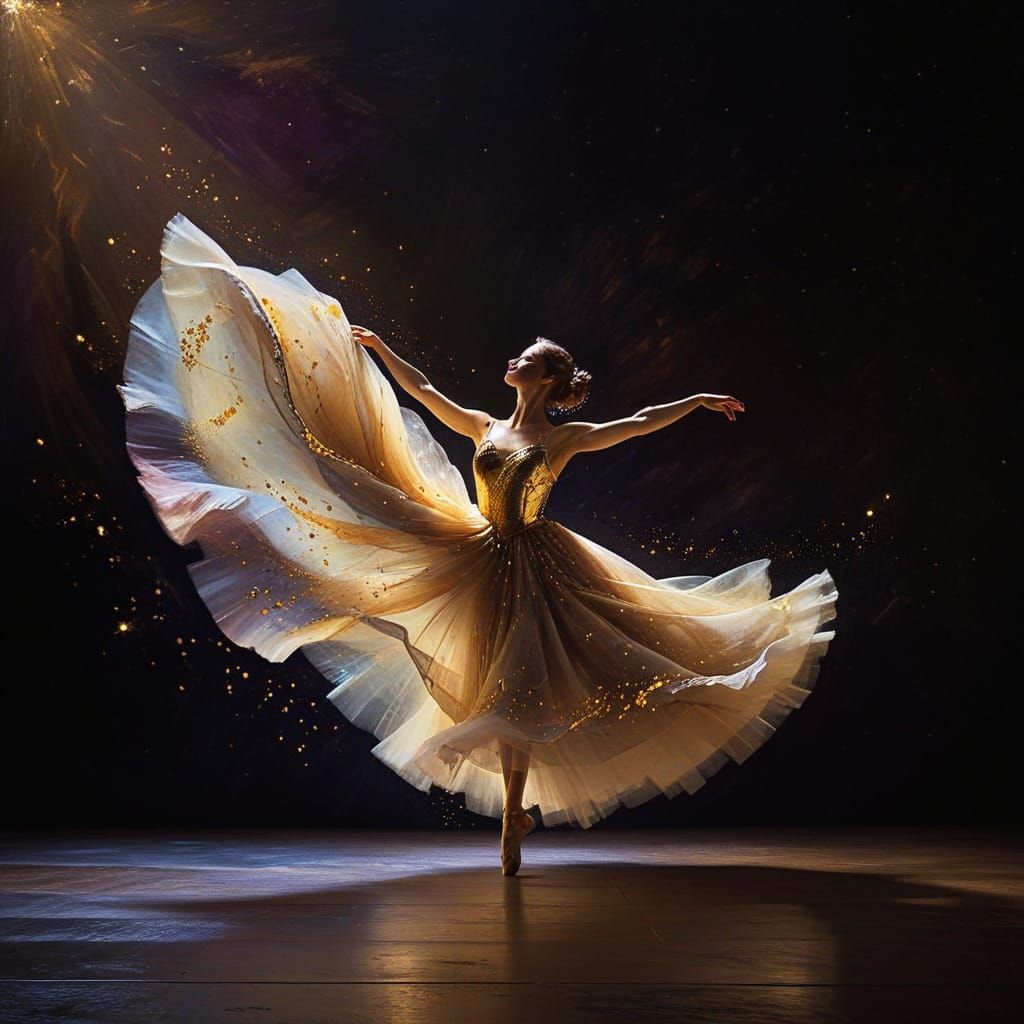 Ethereal Dancer Under Starry Spotlight