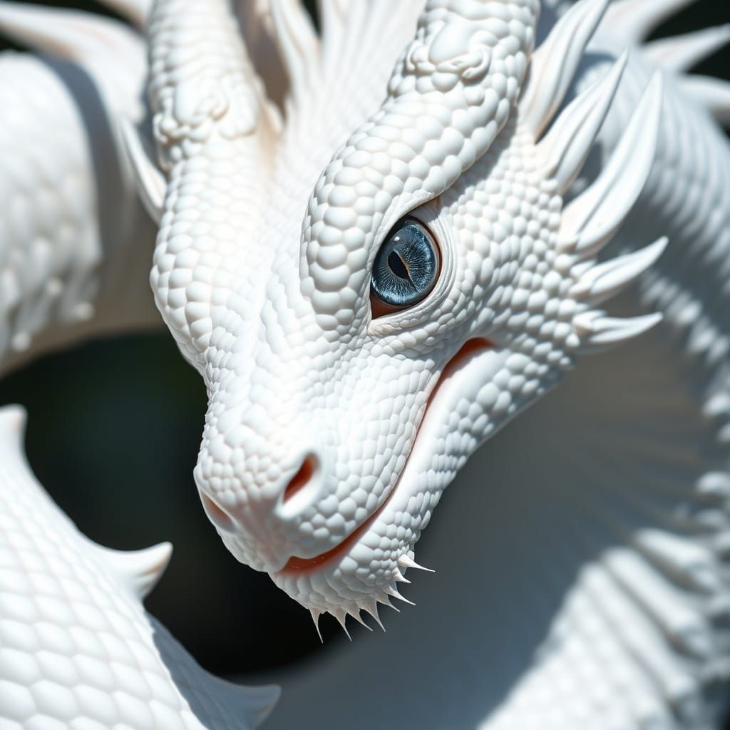 European Dragon with Glowing Blue Eyes and Dark Silhouettes