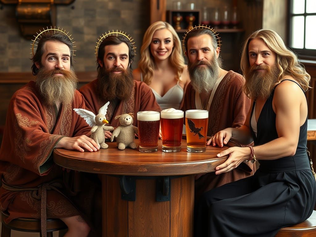 The Evangelists Enjoy a Warm Gathering in Biblical Attire