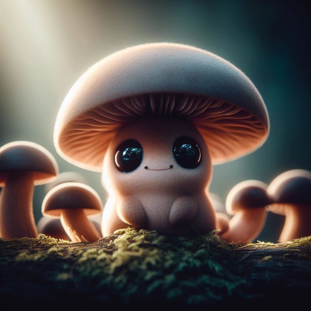 Adorable Mushroom Creature with Beautiful Eyes
