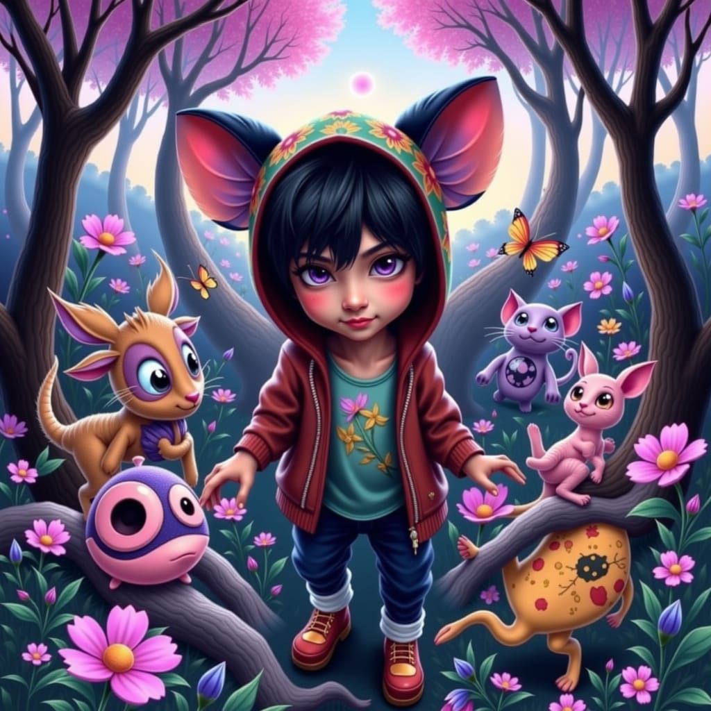 Whimsical Forest Dance: A Fantastical Illustration