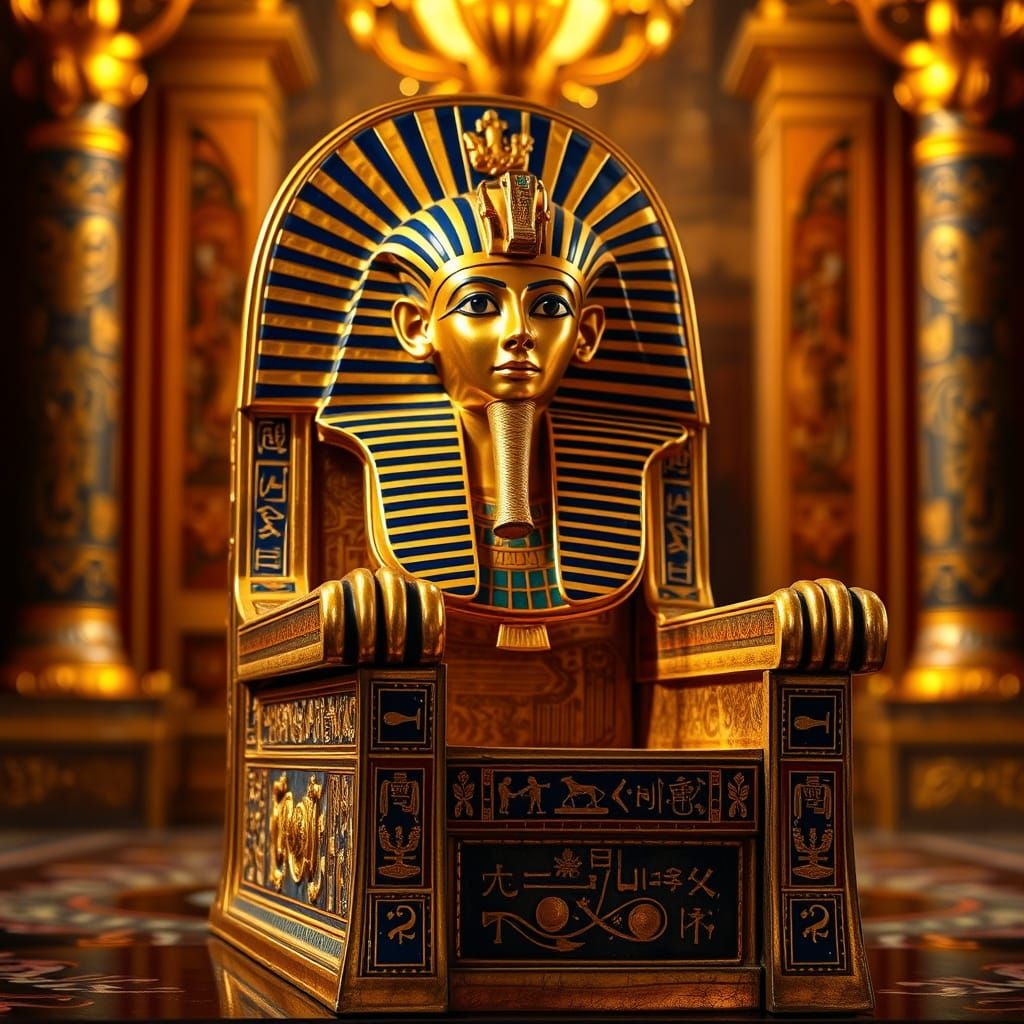 Ancient Egyptian Golden Throne in Opulent Style