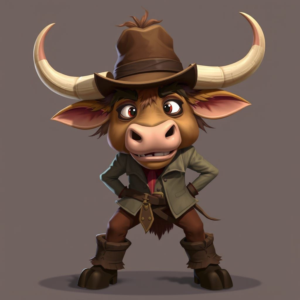 Surreal Western Yak in Cowboy Attire