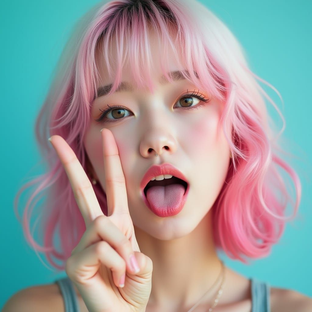Asian Girl Portrait with Pink Hair in 4K