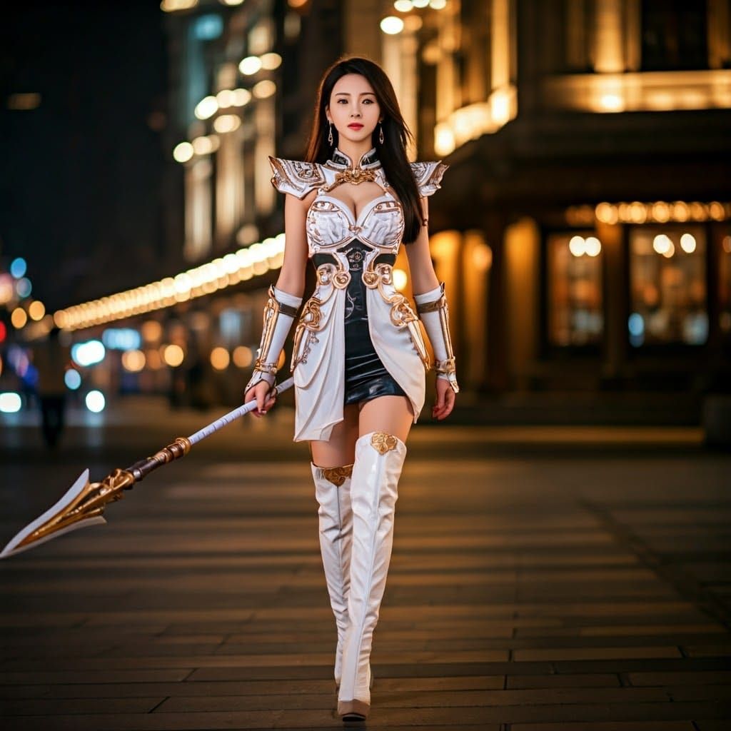 Elegant Shanghai Warrior at Night