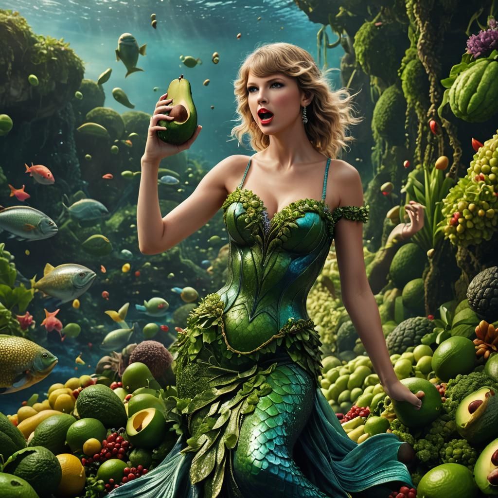 Taylor Swift Avocado Singing to a Mermaid