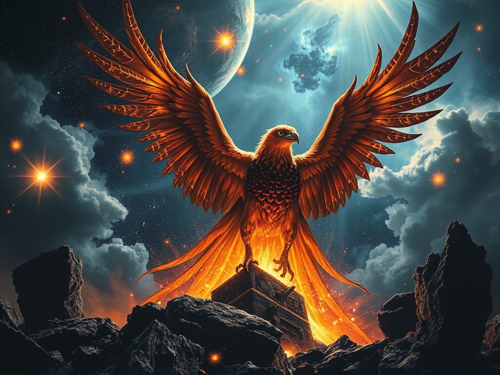 Starlight Phoenix Rises from Obsidian Fortress Ruins