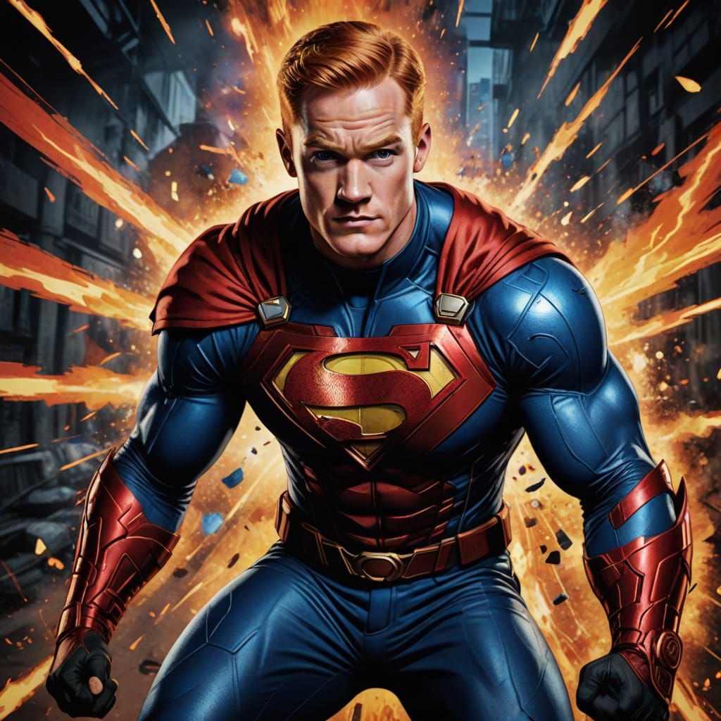 Superhero Greg Rutherford in Bold Costume