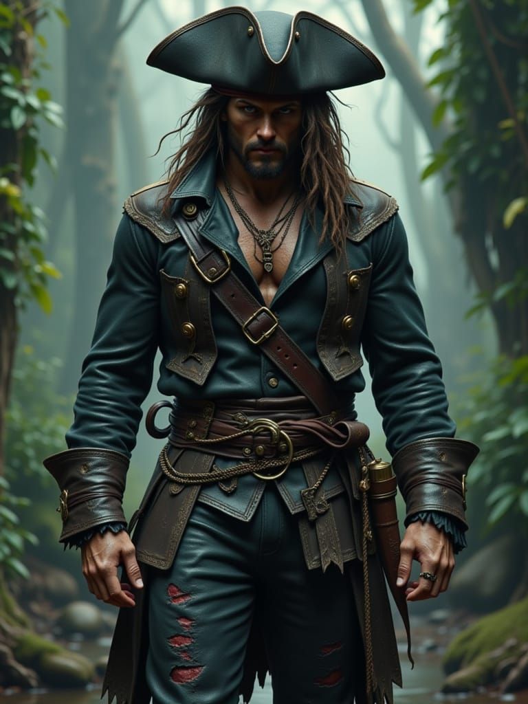 Pirate King Endures Treacherous Path in Dark Fantasy Art