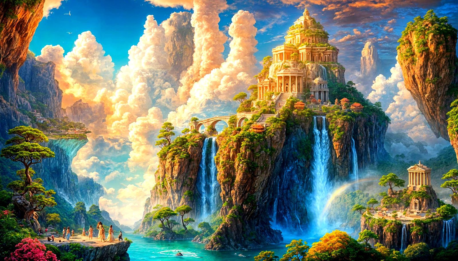 Paradise of Floating Islands with Ancient Greek Temples