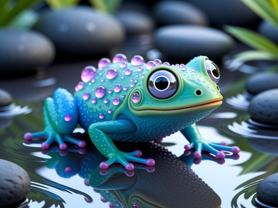 Fantasy Bioluminescent Amphibian in Vibrant Colors