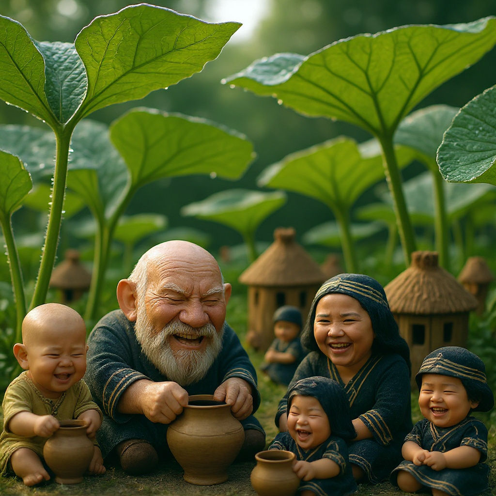 Charming Koropokkuru Hamlet Beneath Burdock Leaves