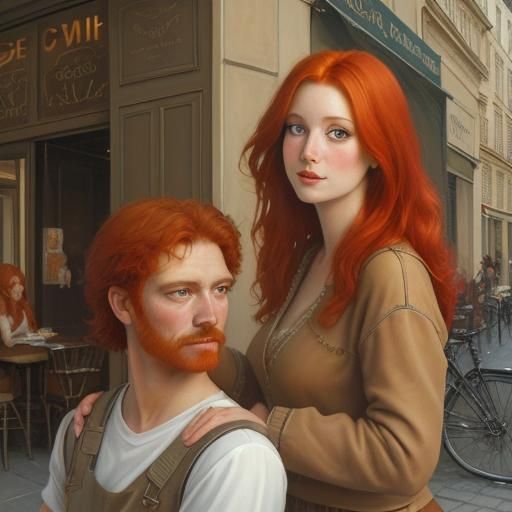 Painter and Muse in Paris: Oil Painting