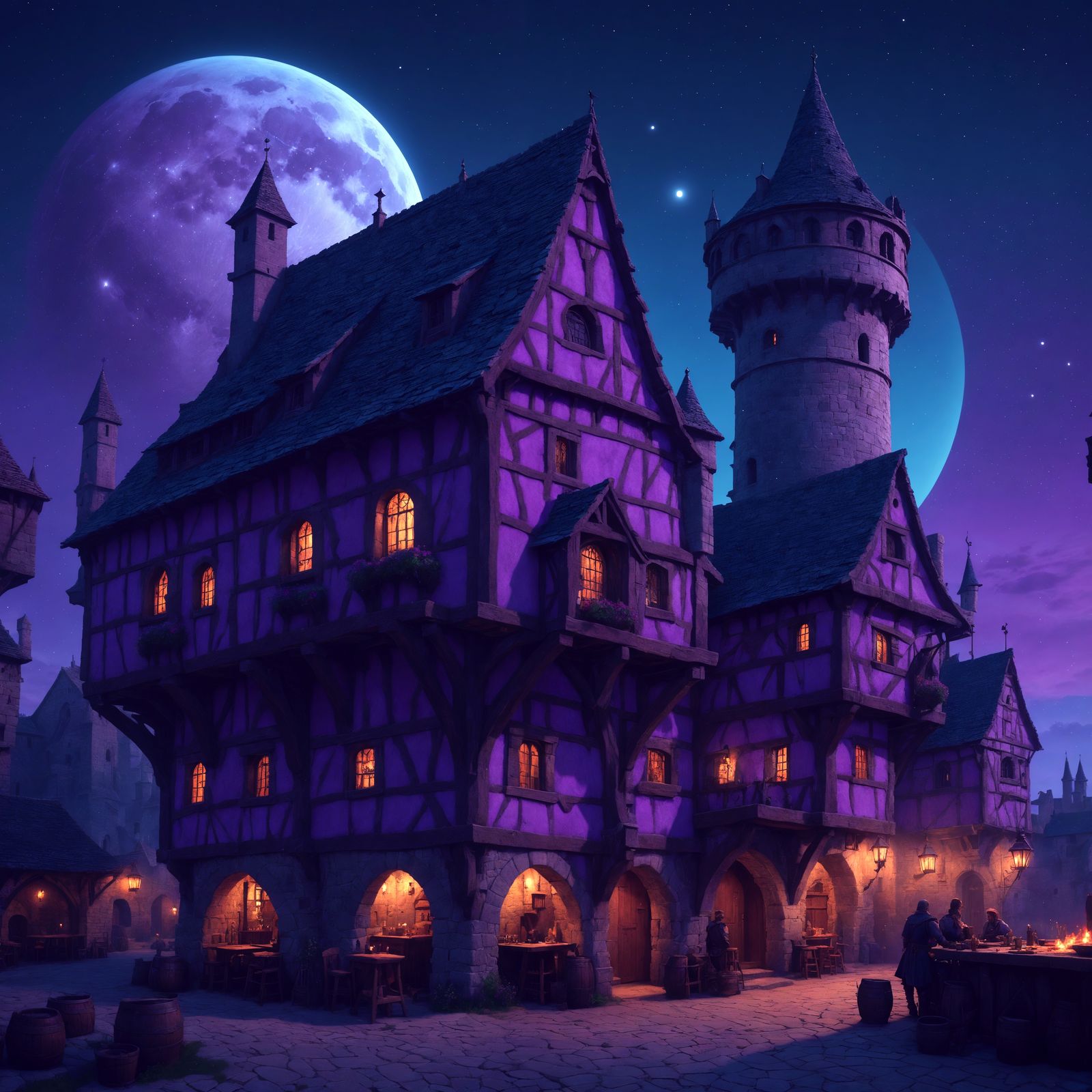 Medieval Tavern and Astronomy Tower in Space