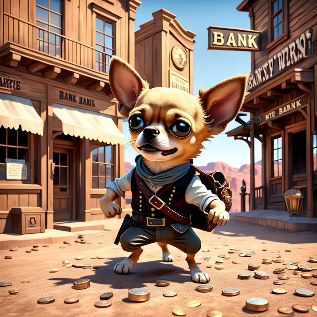Chihuahua Outlaw Robs Bank: Disney-Style 3D Animation