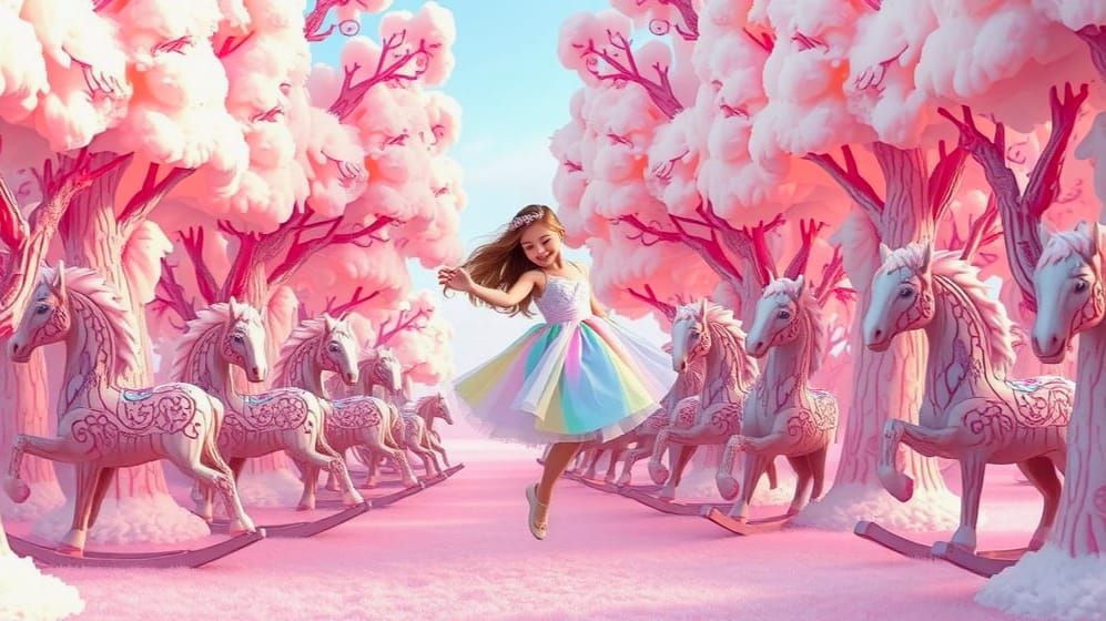 Surreal Marshmallow Landscapes with Whimsical Rocking Horses...