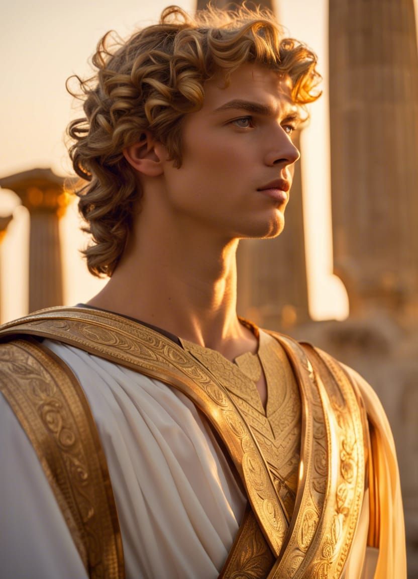 Teen God Apollo at Sunset: Detailed Digital Painting