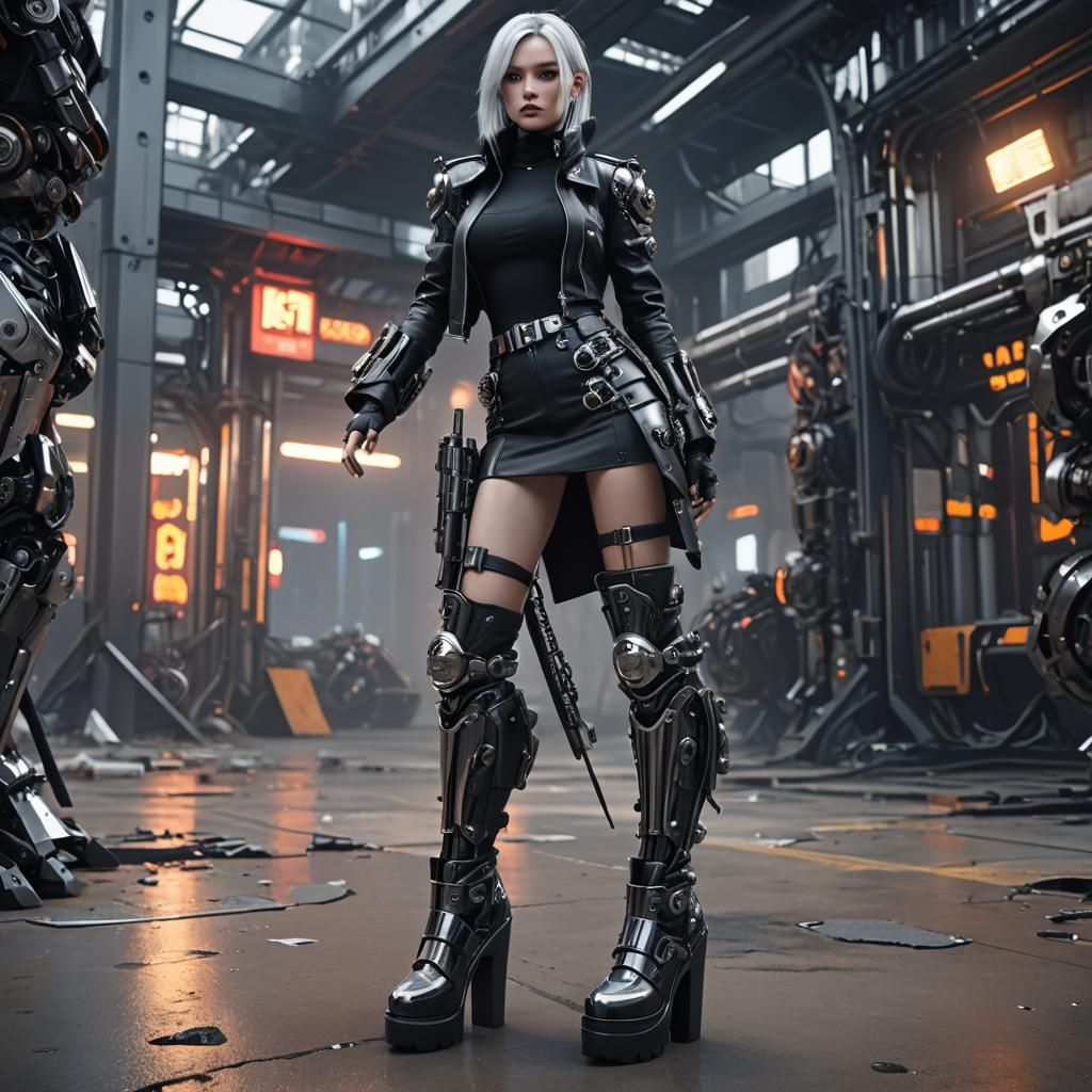 Goth Biker Girls in Sci-Fi Cyberpunk Style