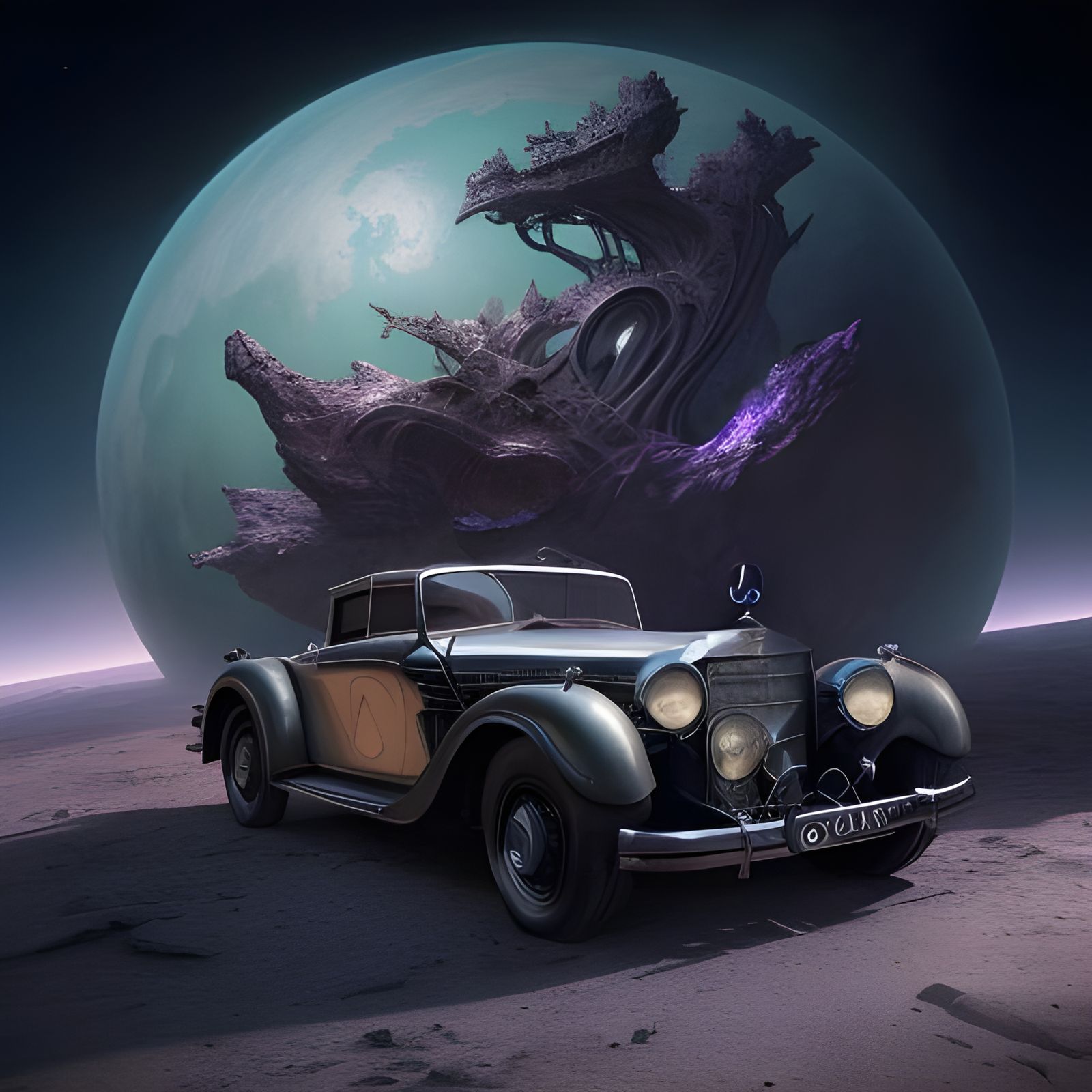 Vintage Mercedes Benz Drifting Through Space