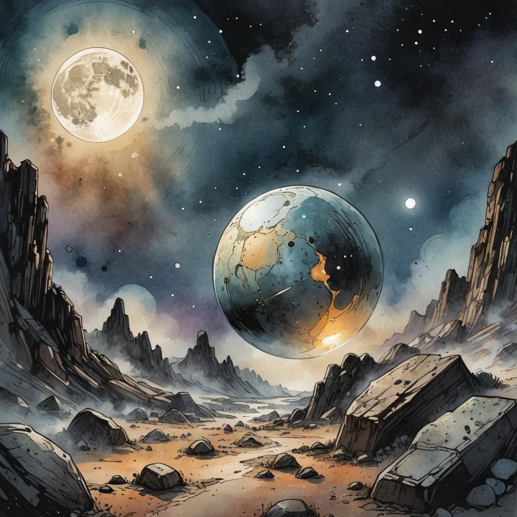 Lunar World in a Crystal Orb, Comic Book Art