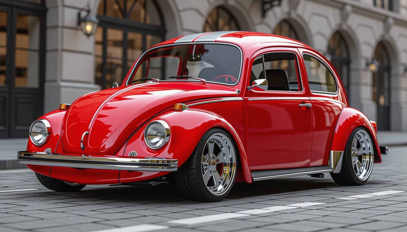Resto-Mod 1973 VW Beetle in Automotive Art Style
