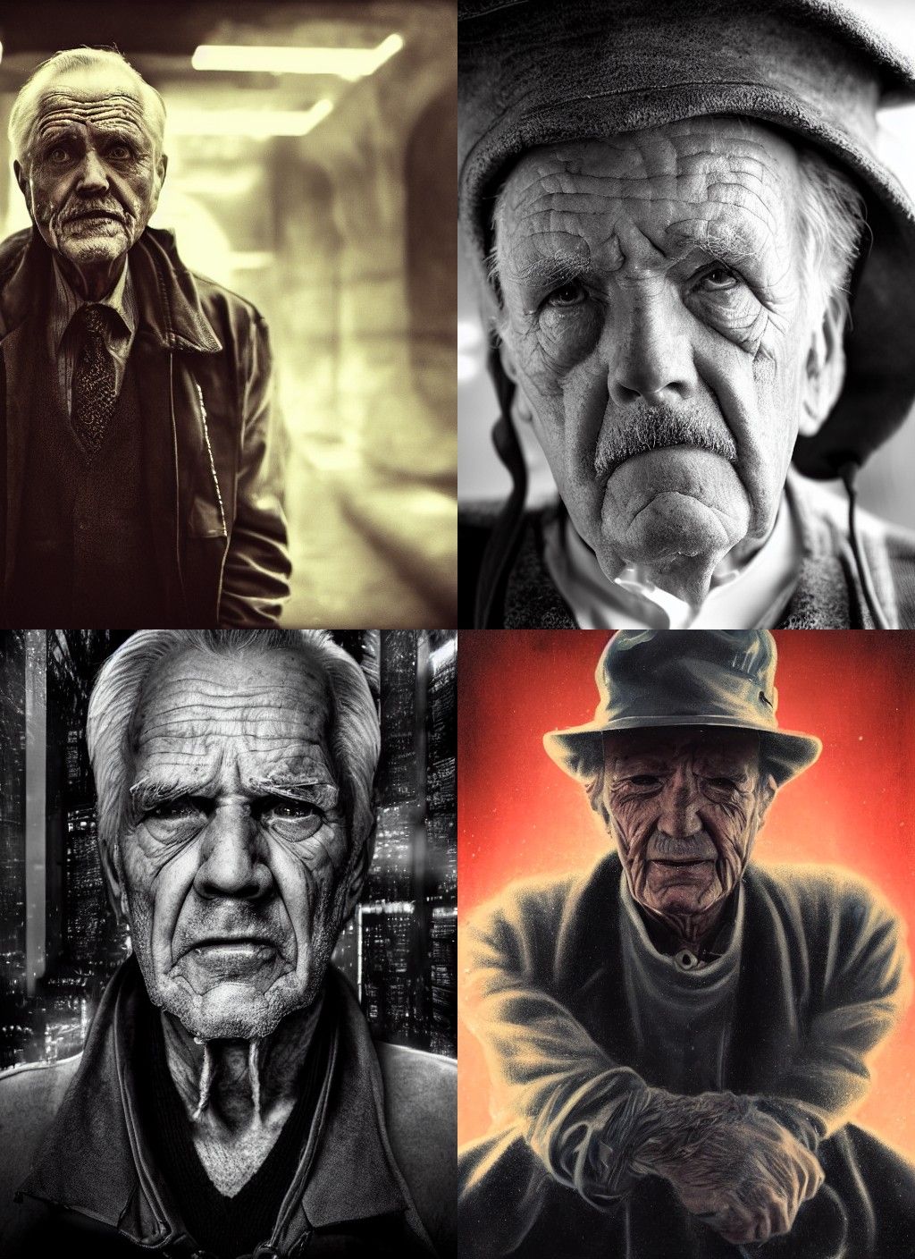 Cyberpunk Film Noir Portrait of an Old Man
