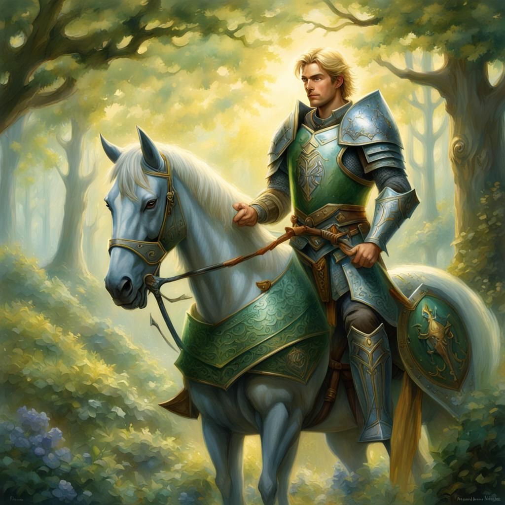 Half-Elf Paladin in Ethereal Fantasy Landscape