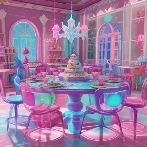 Candy Land Ice Castle Anime Girl in Video Game Render