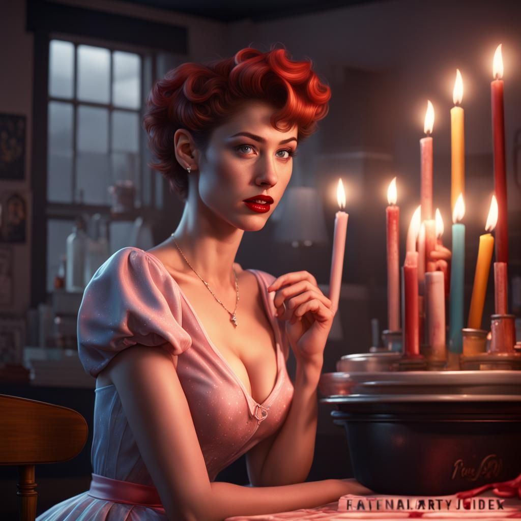 Hyperrealistic Pinup Girl in Detailed Matte Painting