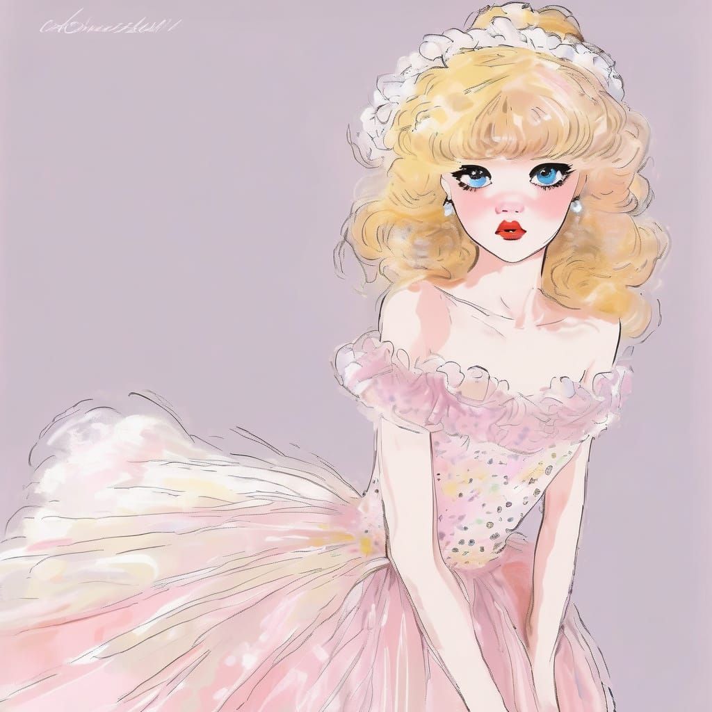 Fleeting Impressionist Portrait of a Girl in Haute Couture