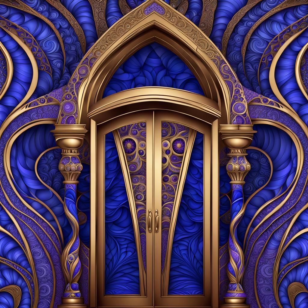 Lapis Lazuli Castle Doors with Fractal Design