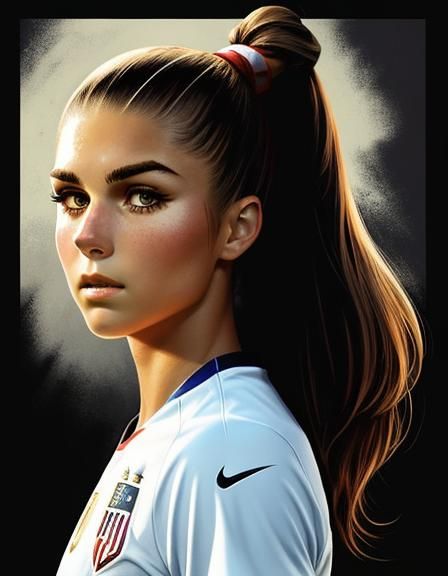 Alex Morgan Headshot in Frazetta Style