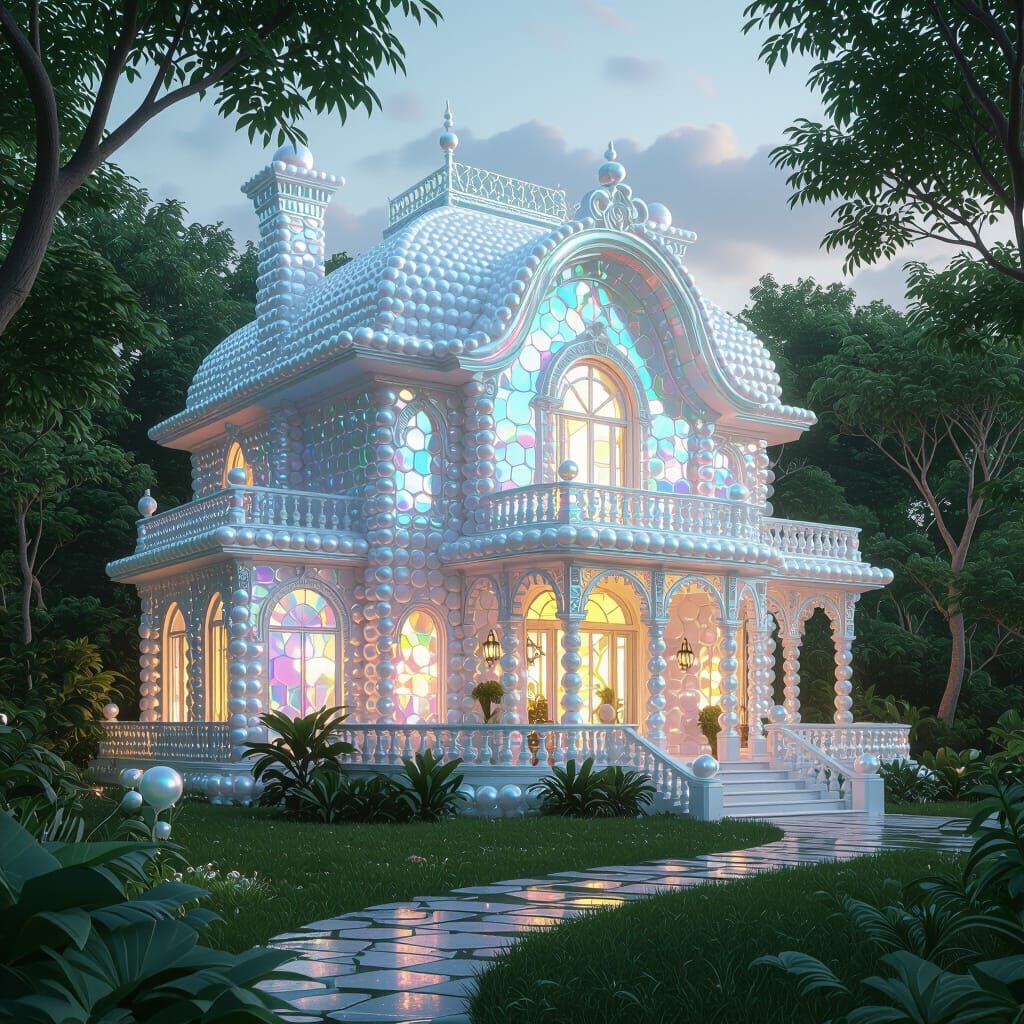 Majestic Pearl House Amidst Lush Greenery