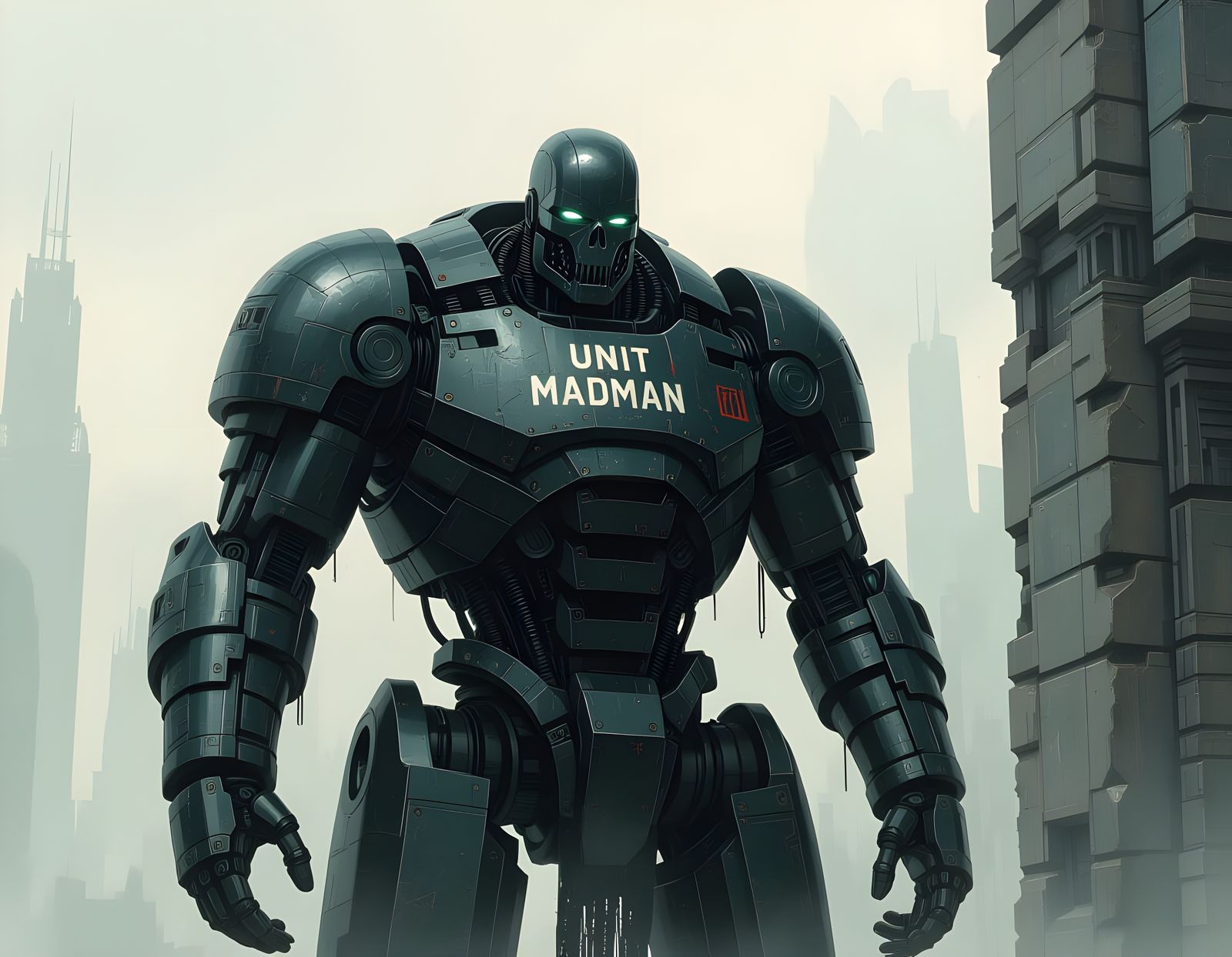 Monstrous Biomechanical Titan in Beksiński Style