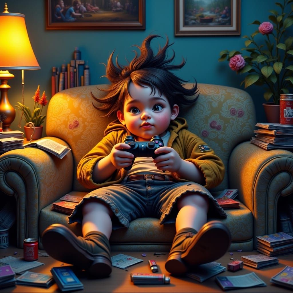 Hyperreal Gaming Enthusiast in Flux Oil Style