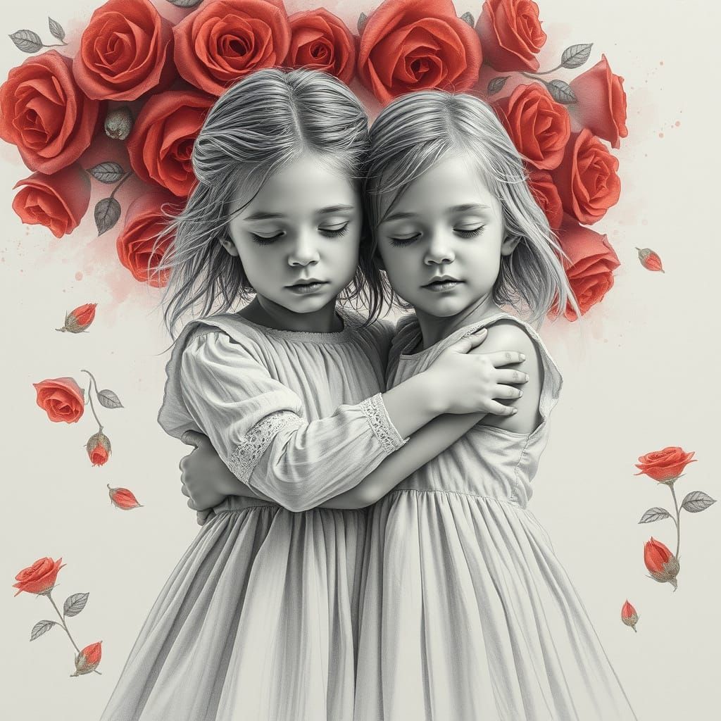 Serene Sisters in Harmonious Hug